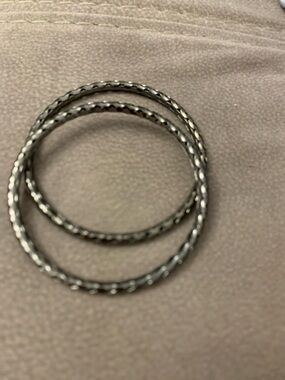 NWOT Silver-Tone Hoop Bracelets - Set of 3